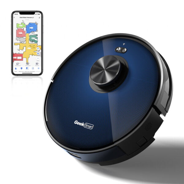 Geek Smart Robot Vacuum Cleaner and Mop L7, LDS Navigation,Wi-Fi Connected APP, Selective Room Cleaning, Carpets and Hard Floors, MAX 2700 PA Suction, 2600mAh, 130mins Runtime