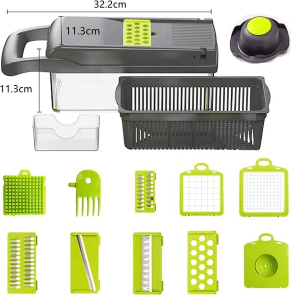 Vegetable Chopper 14 In 1 Mandoline Slicer Multi-Function Kitchen  7 Replaceable Stainless Steel Vegetable Cutter With Egg Separator Hand Guard Julienne Grater For Onion Potato Fruit - Image 3