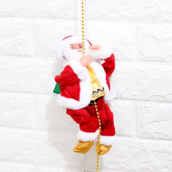 Climbing Santa with Music, Christmas Tree Pendant Ornament Novelty Climbing Santa Claus on Rope, Holiday Decoration, Great Gift