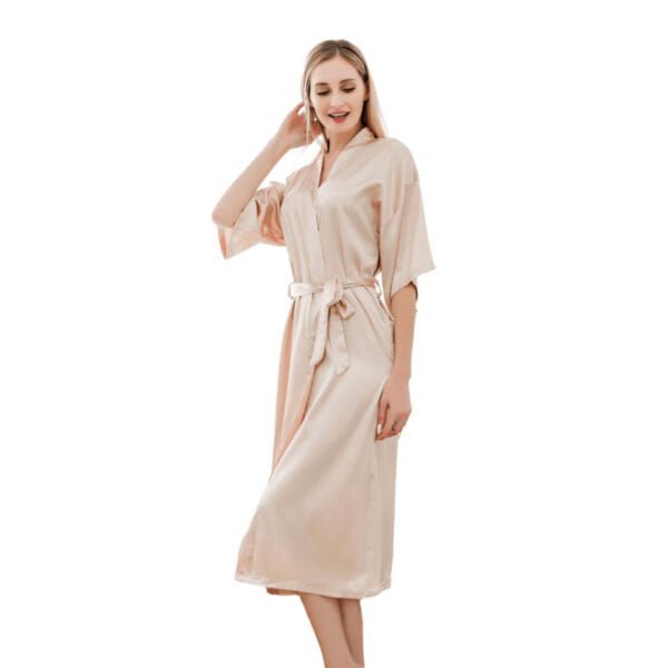 Satin Kimono Robes For Women Bride Long Robe Sleepwear - Image 4