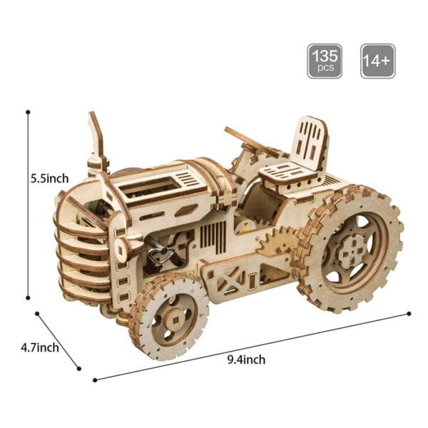 Robotime ROKR Mechanical Gear Drive Tractor DIY Model Building Kit - Image 8