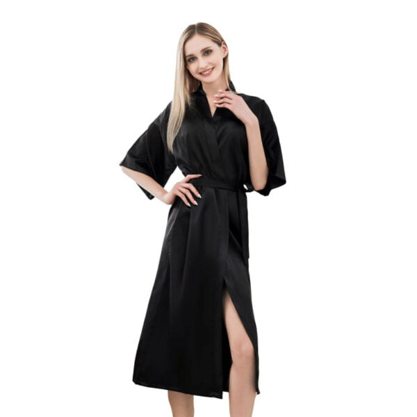 Satin Kimono Robes For Women Bride Long Robe Sleepwear - Image 5