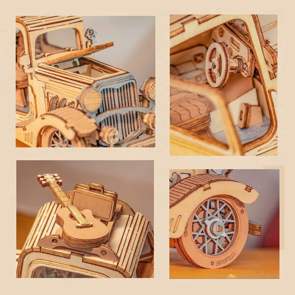 Robotime Rolife Vintage Car Model 3D Wooden Puzzle Toys For Chilidren Kids - Image 2